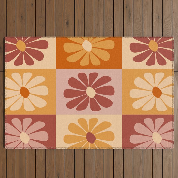 70's Daisy Bloom  Outdoor Rug