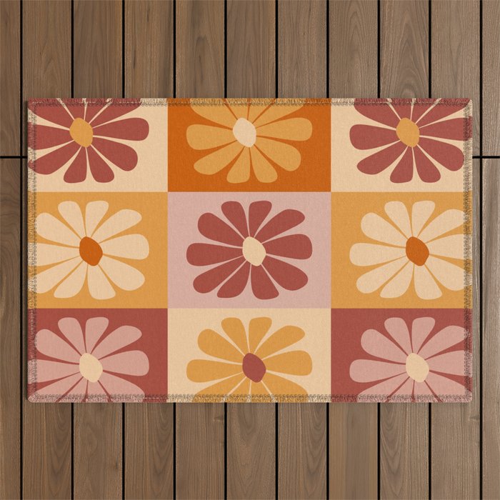 70's Daisy Bloom  Outdoor Rug