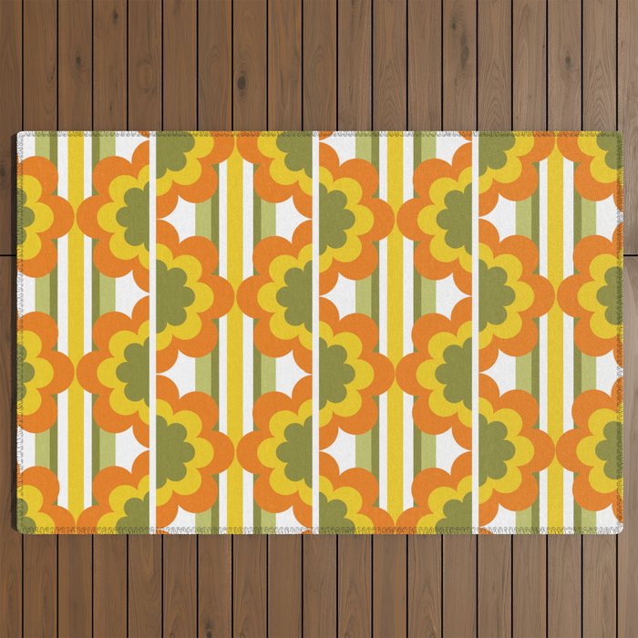 70's Summer' Orange Yellow Green Outdoor Rug