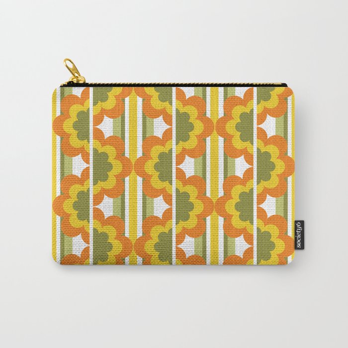 70's Summer' Orange Yellow Green Carry All Pouch