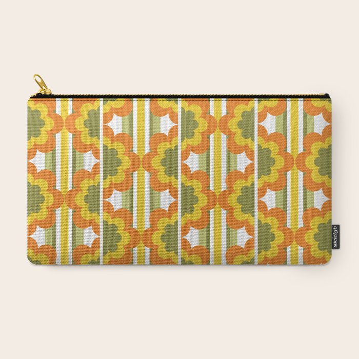 70's Summer' Orange Yellow Green Carry All Pouch