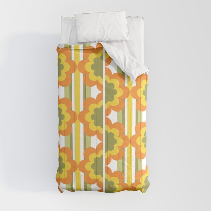 70's Summer' Orange Yellow Green Comforter