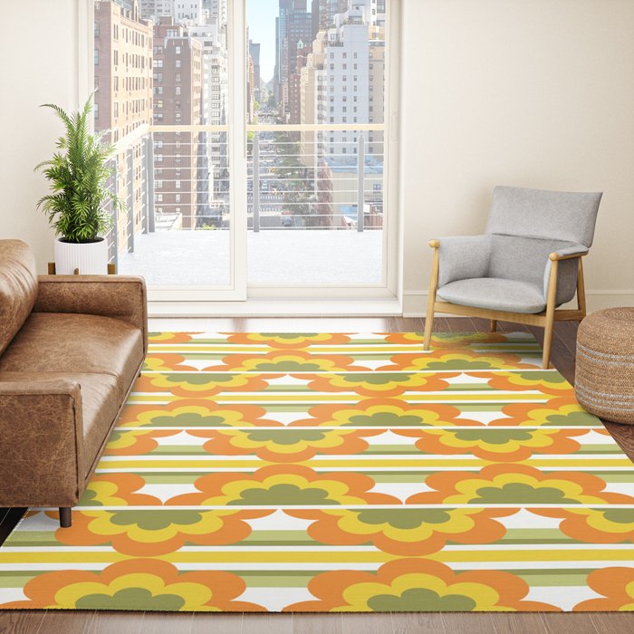 70's Summer' Orange Yellow Green Rug