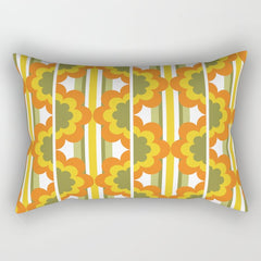 70's Summer' Orange Yellow Green Rectangular Pillow