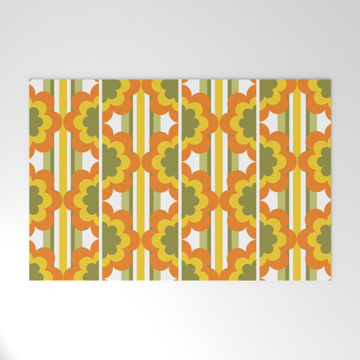70's Summer' Orange Yellow Green Welcome Mat