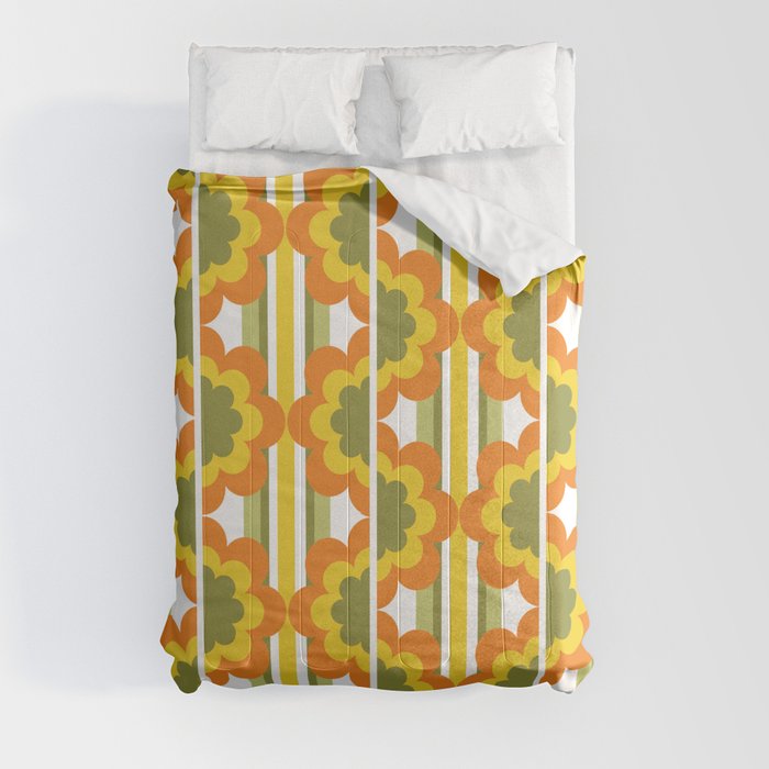 70's Summer' Orange Yellow Green Comforter