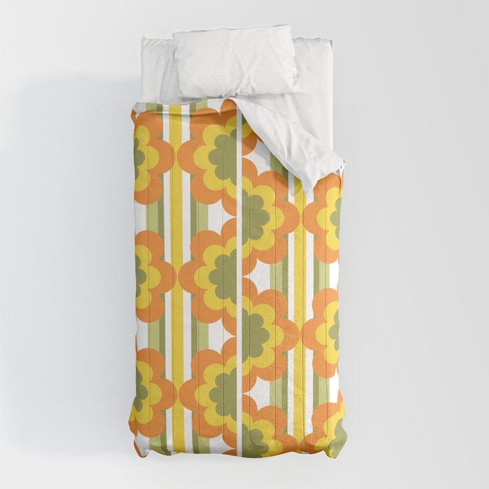 70's Summer' Orange Yellow Green Comforter
