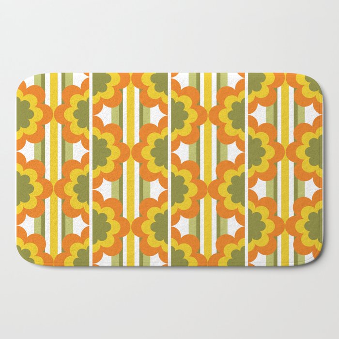 70's Summer' Orange Yellow Green Bath Mat