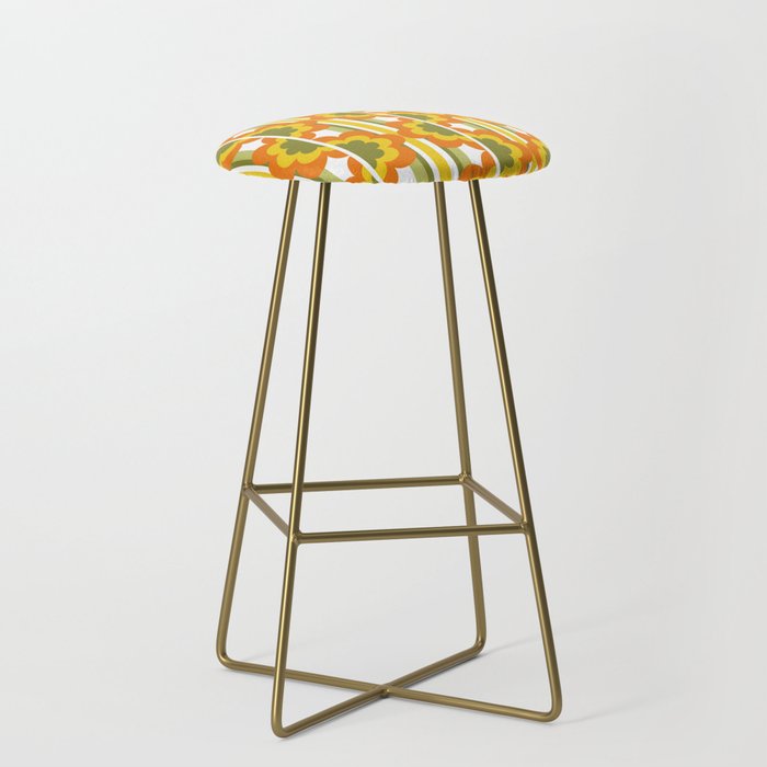 70's Summer' Orange Yellow Green Stool