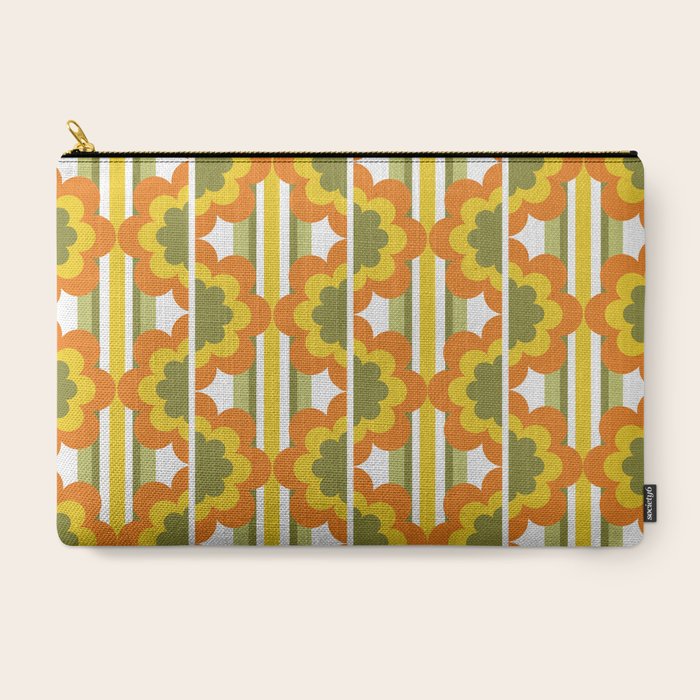 70's Summer' Orange Yellow Green Carry All Pouch