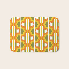 70's Summer' Orange Yellow Green Bath Mat