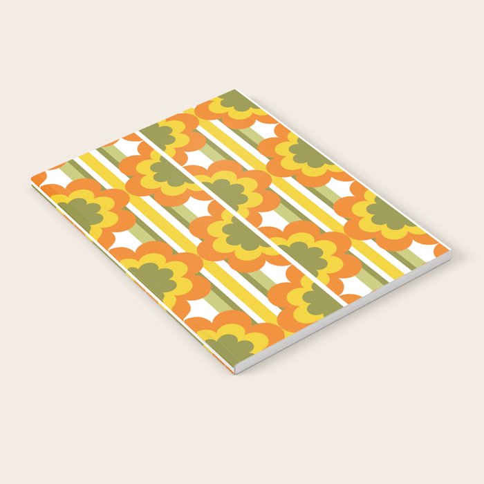 70's Summer' Orange Yellow Green Notebook