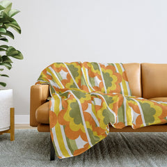 70's Summer' Orange Yellow Green Throw Blanket