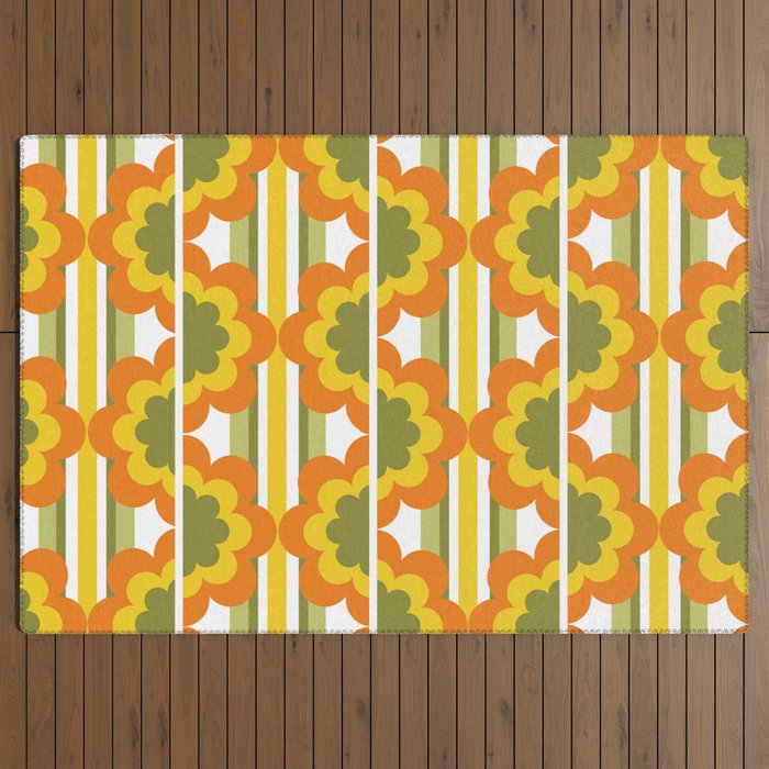 70's Summer' Orange Yellow Green Outdoor Rug