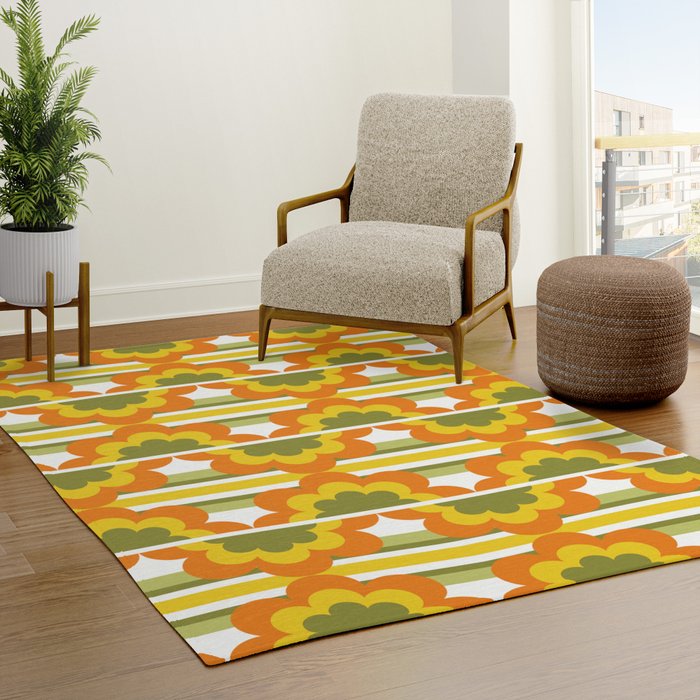 70's Summer' Orange Yellow Green Rug