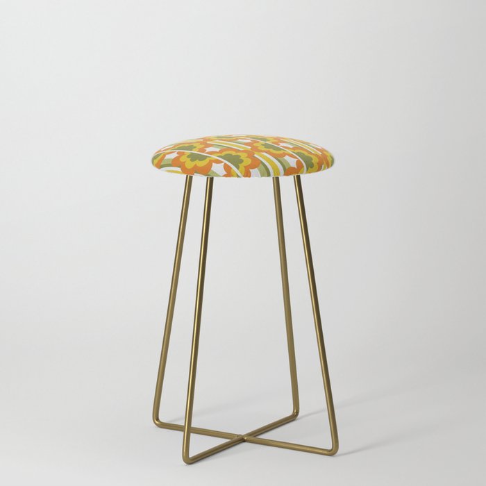 70's Summer' Orange Yellow Green Stool