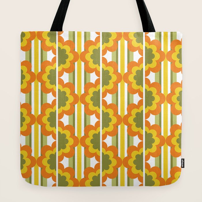 70's Summer' Orange Yellow Green Tote Bag