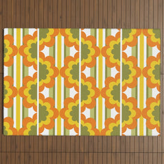 70's Summer' Orange Yellow Green Outdoor Rug