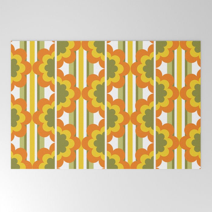 70's Summer' Orange Yellow Green Welcome Mat