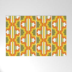 70's Summer' Orange Yellow Green Welcome Mat