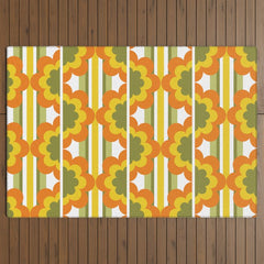 70's Summer' Orange Yellow Green Outdoor Rug