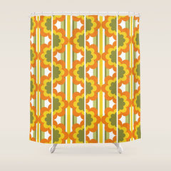 70's Summer' Orange Yellow Green Shower Curtain