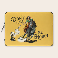 "Don't Call Me Honey" Cowgirl On Horseback Shooting a Rattlesnake Laptop Sleeve