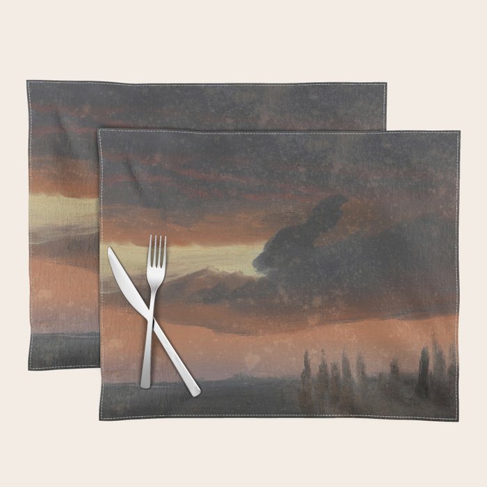 "Cloud Study over Poplars" by Knud Baade, circa 1830s-1840s Placemat