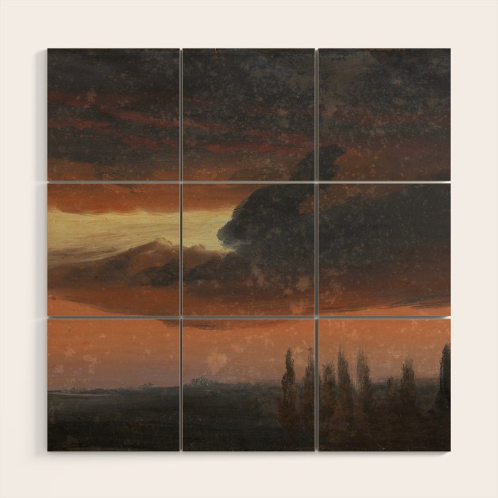 "Cloud Study over Poplars" by Knud Baade, circa 1830s-1840s Wood Wall Art