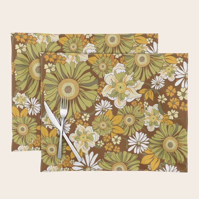 70s Retro Flower Power boho pattern Placemat