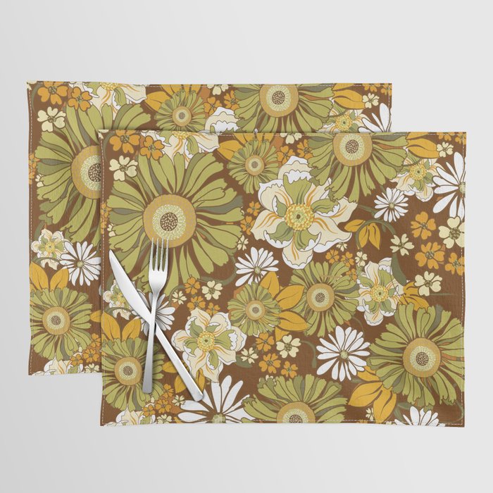 70s Retro Flower Power boho pattern Placemat