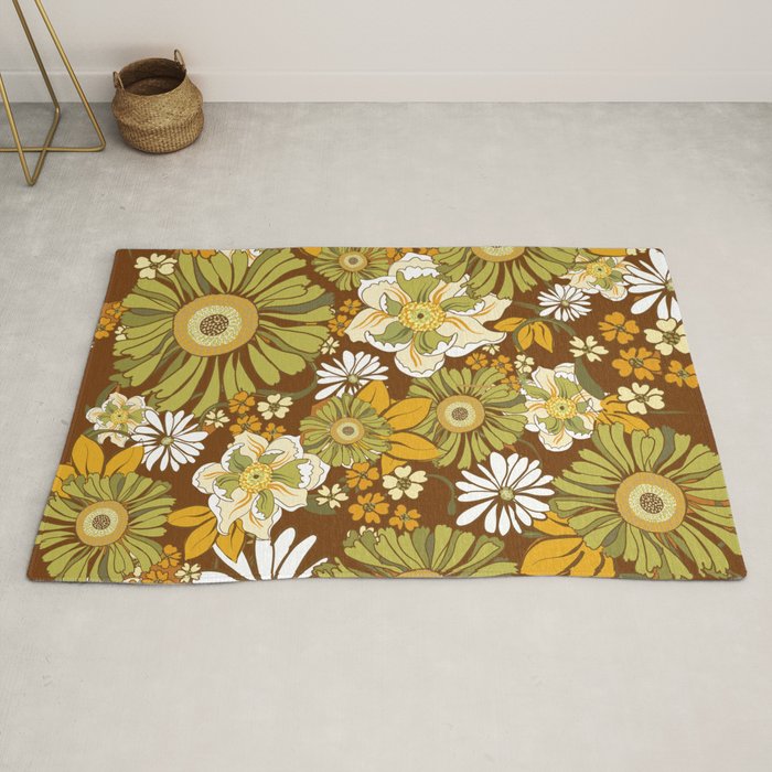 70s Retro Flower Power boho pattern Rug