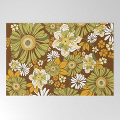 70s Retro Flower Power boho pattern Welcome Mat