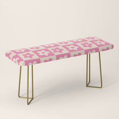 90s checkers flowers cream and pink Bench