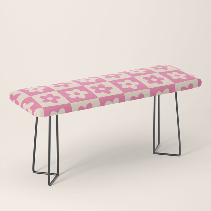 90s checkers flowers cream and pink Bench