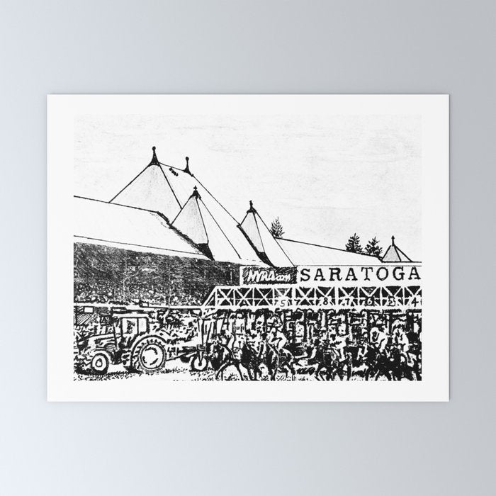 "The Starting Gate" Saratoga Springs Race Course Track Mini Art Print