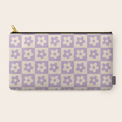 90s flowers checkers cream and lilac Carry All Pouch