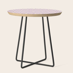 90s flowers checkers cream and lilac Side Table
