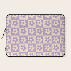 90s flowers checkers cream and lilac Laptop Sleeve