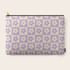 90s flowers checkers cream and lilac Carry All Pouch