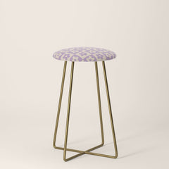 90s flowers checkers cream and lilac Stool