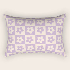 90s flowers checkers cream and lilac Rectangular Pillow