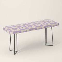 90s flowers checkers cream and lilac Bench