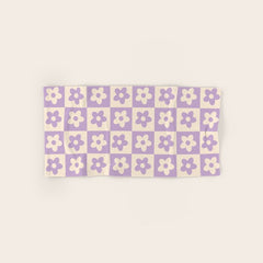 90s flowers checkers cream and lilac Bath Towel