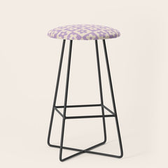 90s flowers checkers cream and lilac Stool
