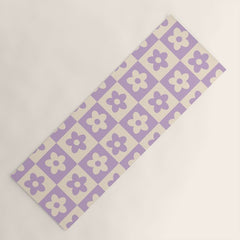 90s flowers checkers cream and lilac Yoga Mat