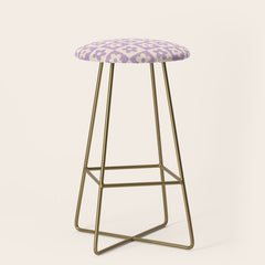 90s flowers checkers cream and lilac Stool