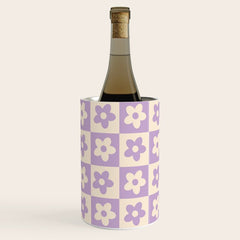 90s flowers checkers cream and lilac Wine Chiller