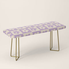 90s flowers checkers cream and lilac Bench