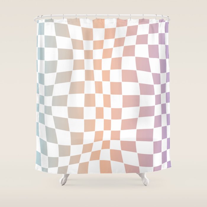 2014 gradient checked warp Shower Curtain